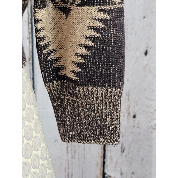 KSD Women's Medium St. John Aztec Pattern Knit Turtleneck Sweater Pullover Brown - Picture 4 of 15
